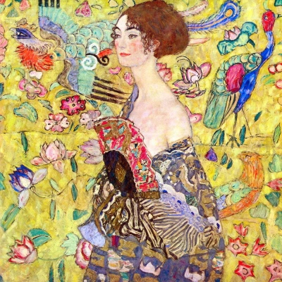 Reprodukce obrazu Gustav Klimt - Lady with Fan, 60 x 60 cm