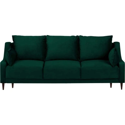 Tmavě zelená sametová rozkládací pohovka s úložným prostorem Mazzini Sofas Freesia, 215 cm