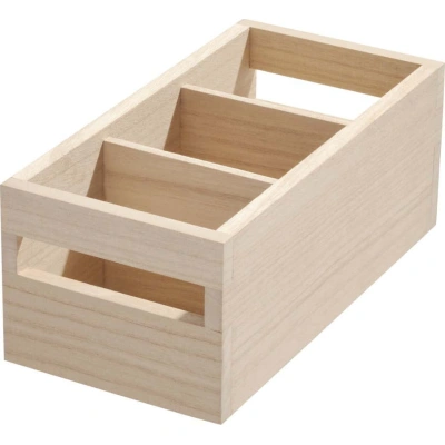 Úložný box ze dřeva paulownia iDesign Wood Handled, 12,7 x 25,4 cm