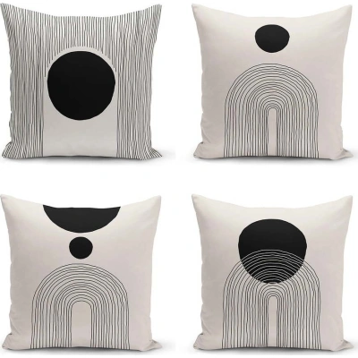 Černo-béžové povlaky na polštáře v sadě 4 ks 43x43 cm - Minimalist Cushion Covers