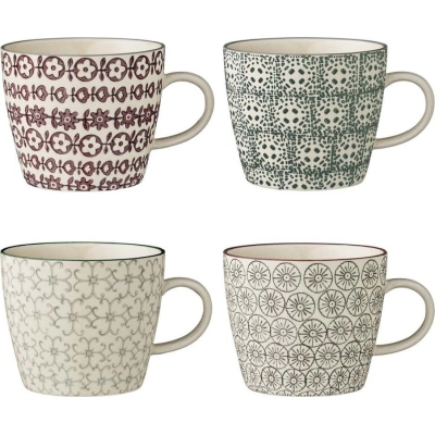 Sada 4 kameninových hrnků Bloomingville Karine Mugs