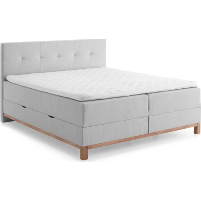 Světle šedá boxspring postel s úložným prostorem 160x200 cm Catania - Meise Möbel