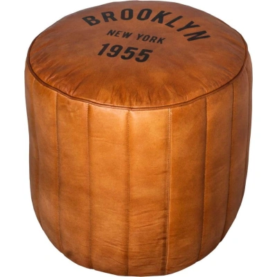 Koňakově hnědý kožený taburet Brooklyn – Antic Line
