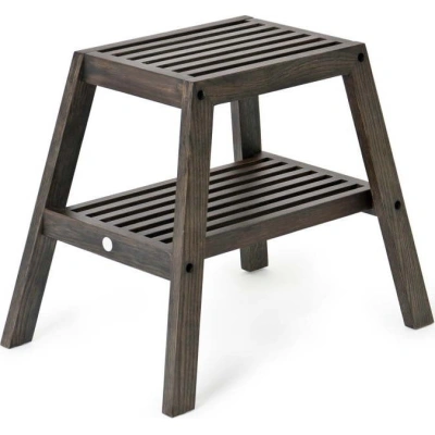 Černá stolička z dubového dřeva Wireworks Slatted Stool