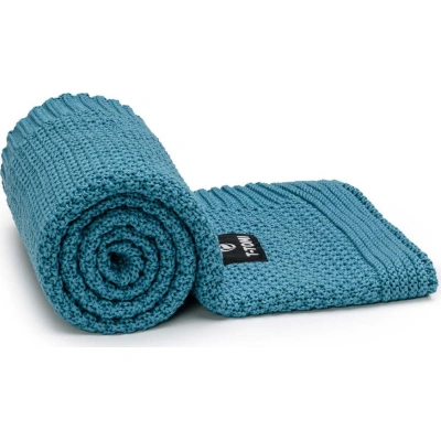 Tmavě modrá bavlněná pletená dětská deka 80x100 cm Spring – T-TOMI