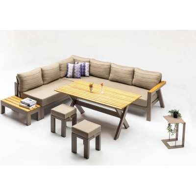 Béžový zahradní lounge set pro 7 Daisy – Floriane Garden