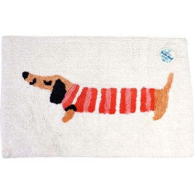 Červeno-bílá koupelnová předložka 83x52,5 cm Sausage Dog – Rex London