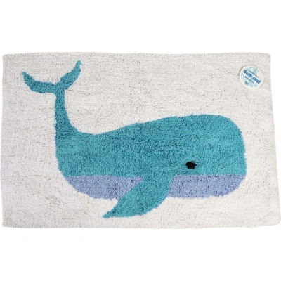 Bílo-modrá koupelnová předložka 83x52,5 cm Whale – Rex London