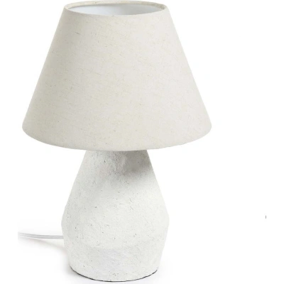 Bílá stolní lampa s textilním stínidlem (výška 43 cm) Noara – Kave Home