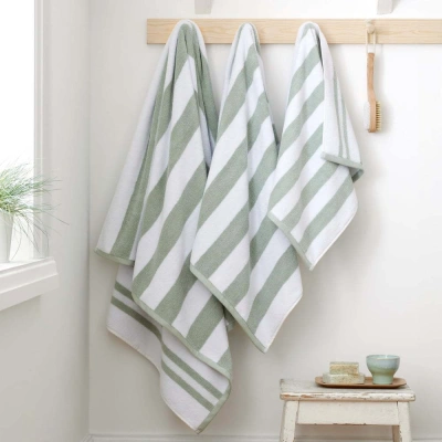 Šedo-bílá bavlněná osuška 90x140 cm Stripe Jacquard – Bianca