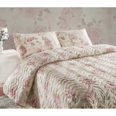 Set prošívaného přehozu a 2 povlaků na polštáře Eponj Home Care Pink, 240 x 220 cm