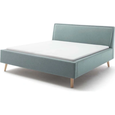 Modrošedá čalouněná dvoulůžková postel s úložným prostorem s roštem 180x200 cm Frieda – Meise Möbel