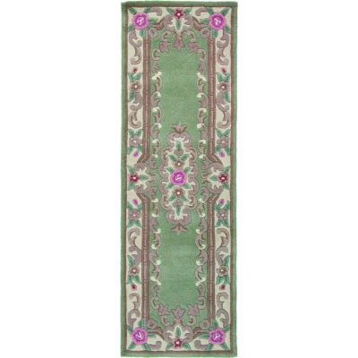 Zelený vlněný běhoun Flair Rugs Aubusson, 67 x 210 cm