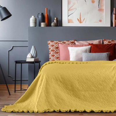 Žlutý přehoz přes postel AmeliaHome Tilia, 260 x 240 cm