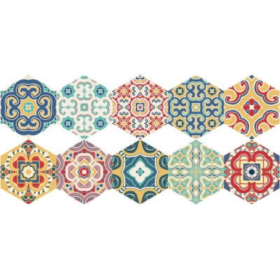 Sada 10 samolepek na podlahu Ambiance Floor Stickers Hexagons Lorena, 40 x 90 cm