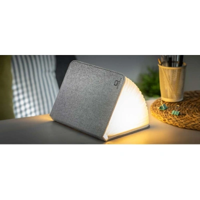 Šedá velká LED stolní lampa ve tvaru knihy Gingko Booklight