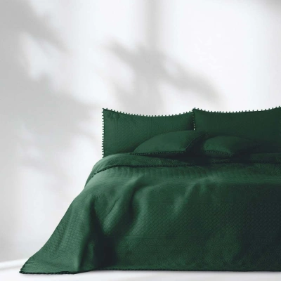 Lahvově zelený přehoz na postel AmeliaHome Meadore, 170 x 210 cm