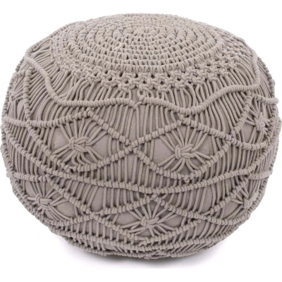 Světle šedý puf Tiseco Home Studio Macramé, výška 35 cm