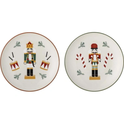 Bílé dezertní talíře s vánočním motivem z kameniny v sadě 2 ks ø 16 cm Jolly – Bloomingville