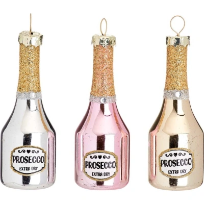 Skleněné vánoční ozdoby v sadě 3 ks Prosecco – Sass & Belle