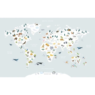 Dětská tapeta 400 cm x 248 cm Animals World Map – Lilipinso