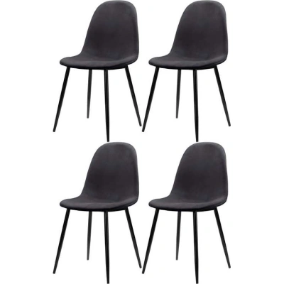 Tmavě šedé sametové jídelní židle v sadě 4 ks Monza – Støraa