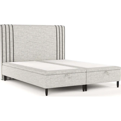 Světle šedá čalouněná dvoulůžková postel s úložným prostorem 140x200 cm Musca – Maison de Rêve
