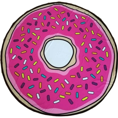 Růžová bavlněná plážová osuška ø 150 cm Donut – JAHU collections