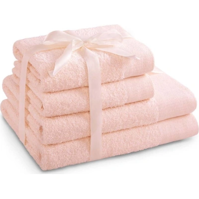 Světle růžové froté bavlněné ručníky a osušky v sadě 2 ks Amari – AmeliaHome