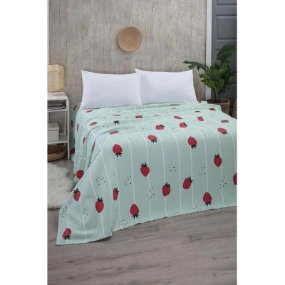 Bavlněný přehoz v mentolové barvě 170x230 cm Strawberry – Mila Home