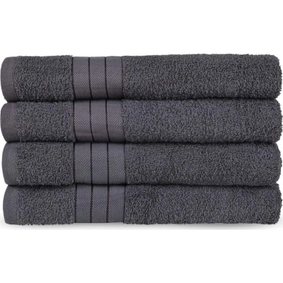 Sada 4 černošedých bavlněných ručníků HIP, 50 x 100 cm