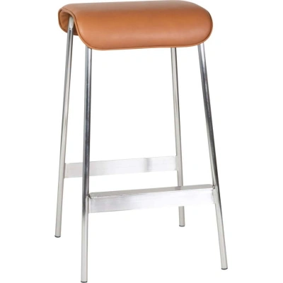 Barové židle z imitace kůže v koňakově hnědo-stříbrné barvě v sadě 2 ks (výška sedáku 75 cm) Avenue – Hübsch