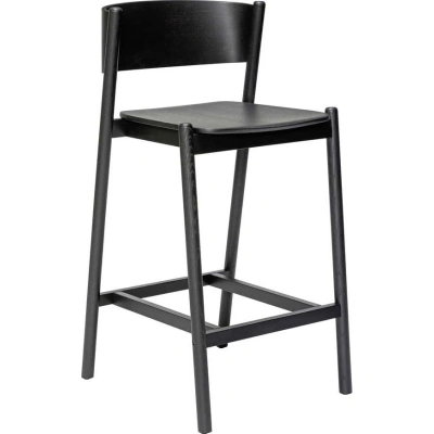 Černá barová židle v dekoru dubu (výška sedáku 75 cm) Oblique – Hübsch