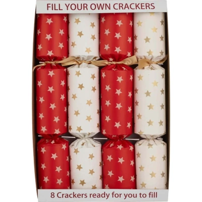Vánoční crackery v sadě 8 ks Cream & Red Stars – Robin Reed
