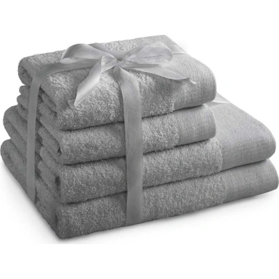 Šedé froté bavlněné ručníky a osušky v sadě 10 ks Amari – AmeliaHome