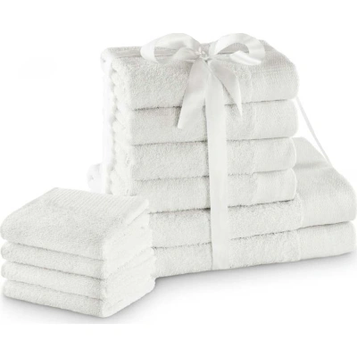 Bílé froté bavlněné ručníky a osušky v sadě 10 ks Amari – AmeliaHome
