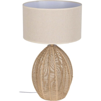 Stolní lampa s textilním stínidlem v bílé a přírodní barvě (výška 57 cm) – Ixia