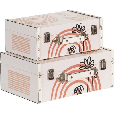Krémové dekorativní úložné boxy v sadě 2 ks 34,5x24,5x14 cm Flowers – Ixia