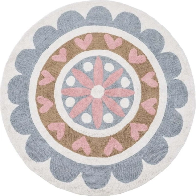 Bavlněný dětský koberec ø 150 cm Flower – Ixia