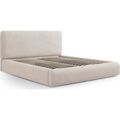 Béžová čalouněná dvoulůžková postel s úložným prostorem s roštem 160x200 cm Colonel – Cosmopolitan Design
