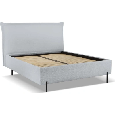 Šedá čalouněná dvoulůžková postel s úložným prostorem s roštem 160x200 cm Armie – Milo Casa