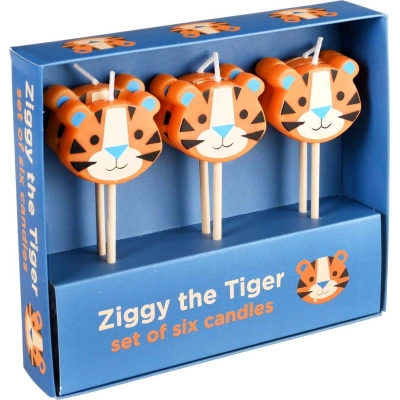 Dortové svíčky v sadě 6 ks Ziggy The Tiger – Rex London