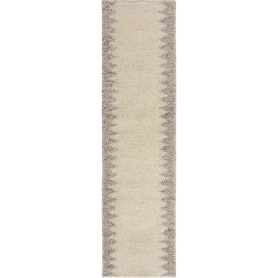 Krémový ručně tkaný běhoun s příměsí vlny 60x230 cm Minerals Border – Flair Rugs