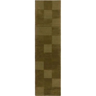 Khaki ručně tkaný vlněný běhoun 60x230 cm Checkerboard – Flair Rugs