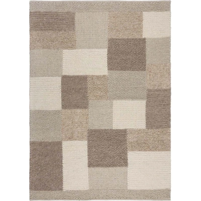 Béžový ručně tkaný koberec s příměsí vlny 80x150 cm Minerals Patchwork – Flair Rugs