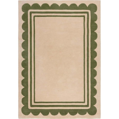Ručně tkaný vlněný koberec v zeleno-přírodní barvě 120x170 cm Lois Scallop – Flair Rugs