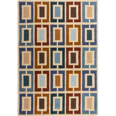 Modro-oranžový ručně tkaný vlněný koberec 200x290 cm Retro Blocks – Flair Rugs