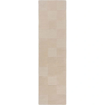 Béžový ručně tkaný vlněný běhoun 60x230 cm Checkerboard – Flair Rugs