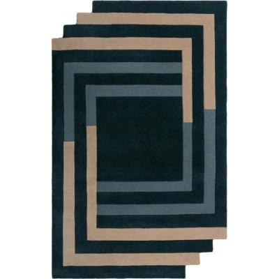 Tmavě zelený ručně tkaný vlněný koberec 200x290 cm Labyrinth Shaped – Flair Rugs