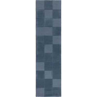 Tmavě modrý ručně tkaný vlněný běhoun 60x230 cm Checkerboard – Flair Rugs